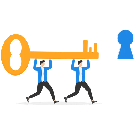 Businessman working on business key  Illustration