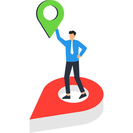 Businessman working on business location  Illustration