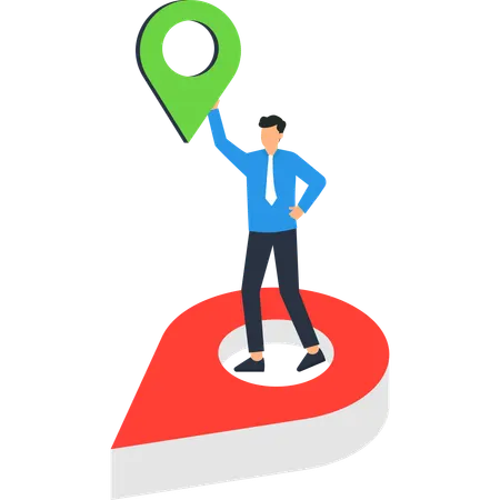 Businessman working on business location  Illustration