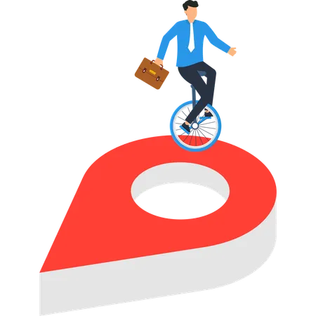 Businessman working on business location  Illustration