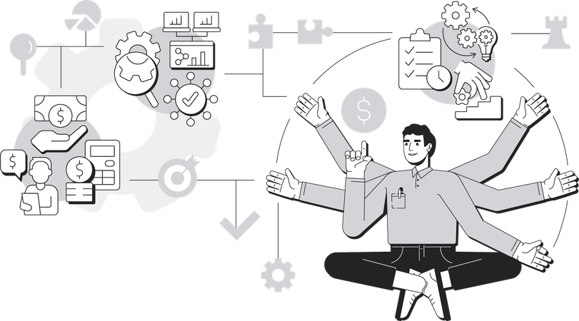 Businessman working on Business management  Illustration