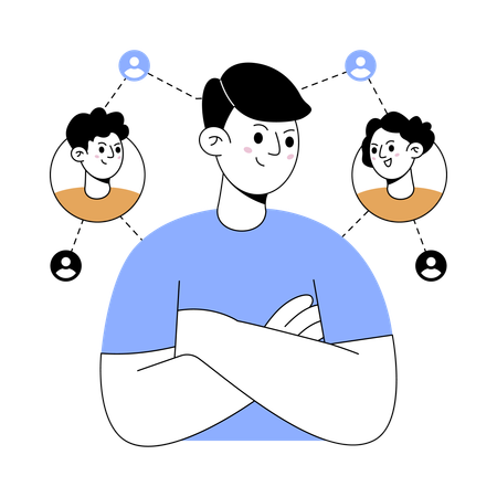 Businessman working on business networking  Illustration