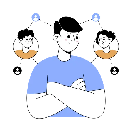 Businessman working on business networking  Illustration