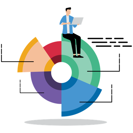 Businessman working on business pie chart  Illustration