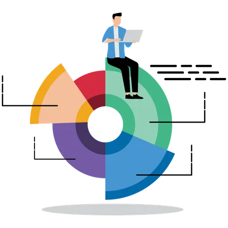 Businessman working on business pie chart  Illustration