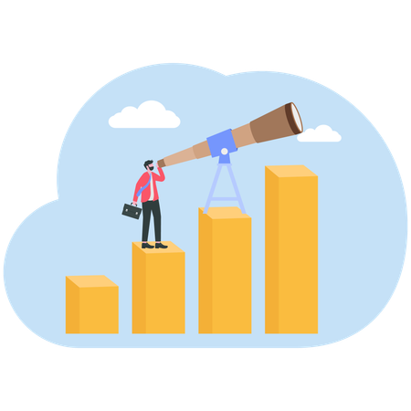 Businessman working on business prediction  Illustration