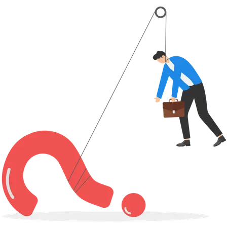 Businessman working on business problem  Illustration