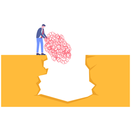Businessman working on business problem  Illustration