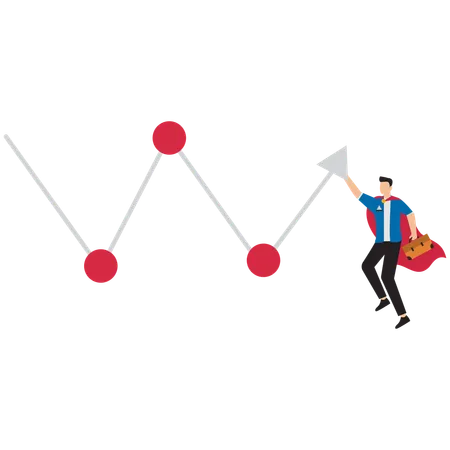 Businessman working on business profit scale  Illustration