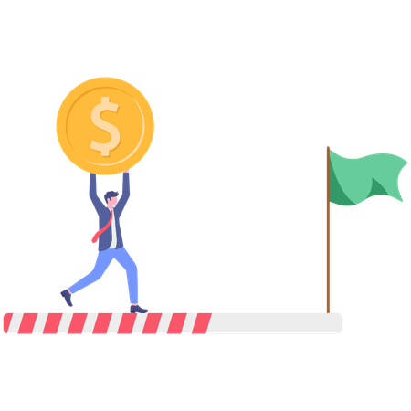 Businessman working on business progress  Illustration