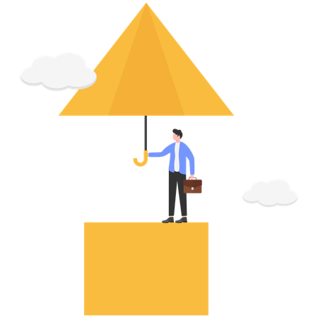 Businessman working on business protection  Illustration