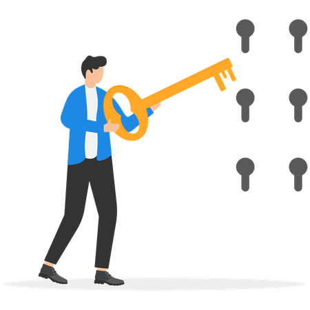 Businessman working on business protection  Illustration