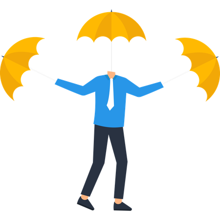 Businessman working on business protection  Illustration