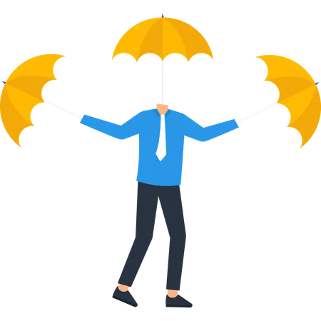 Businessman working on business protection  Illustration