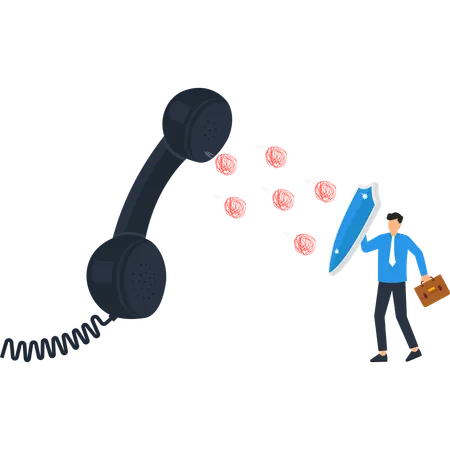 Businessman working on business Protection  Illustration