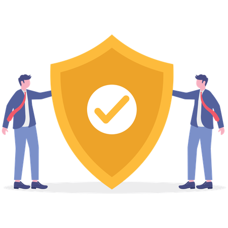 Businessman working on business protection  Illustration