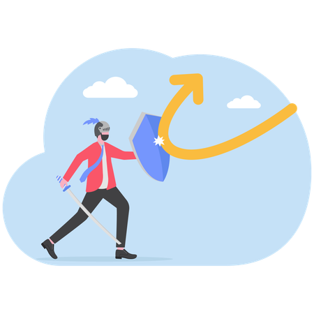 Businessman working on business protection  Illustration