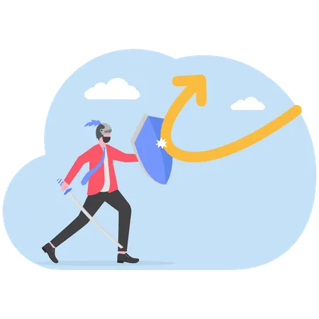 Businessman working on business protection  Illustration