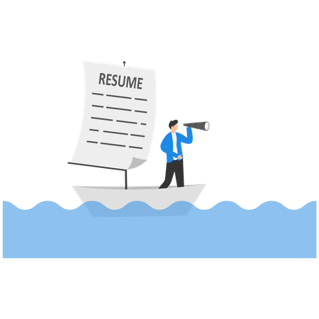 Businessman working on business resume  Illustration