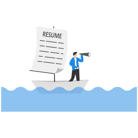Businessman working on business resume  Illustration