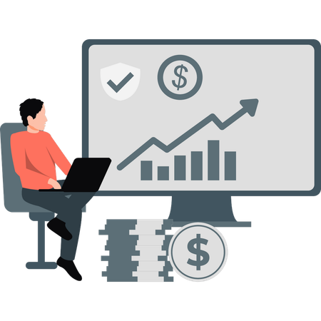 Businessman working on business rising graph  Illustration