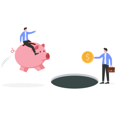 Businessman working on business saving  Illustration