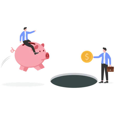Businessman working on business saving  Illustration