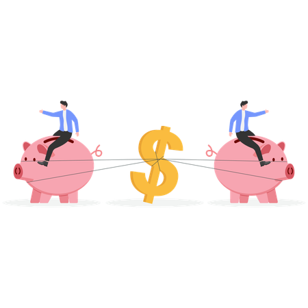 Businessman working on business saving  Illustration