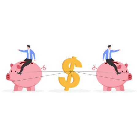 Businessman working on business saving  Illustration