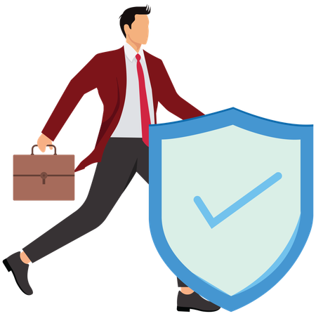 Businessman working on business security  Illustration