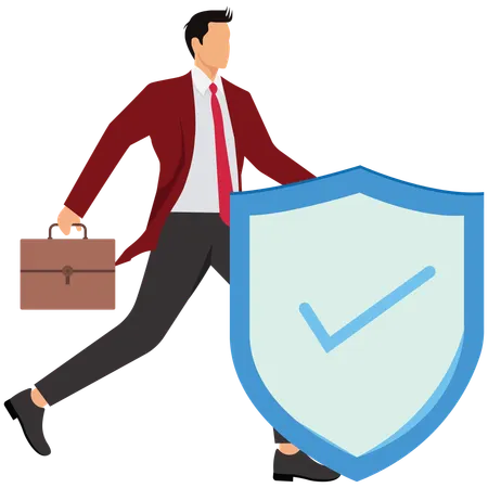 Businessman working on business security  Illustration