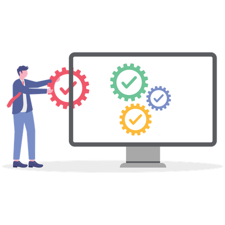 Businessman working on business setting  Illustration
