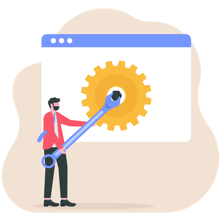 Businessman working on business setting  Illustration