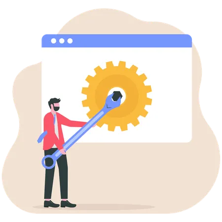 Businessman working on business setting  Illustration
