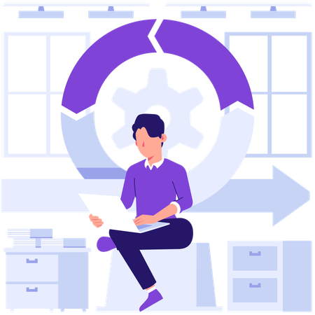 Businessman working on business setting  Illustration