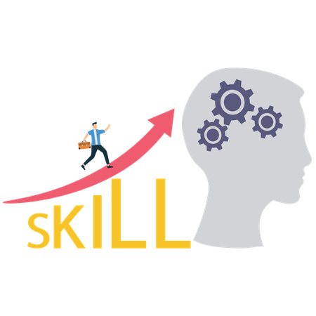 Businessman working on business skills  Illustration