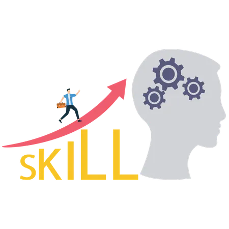 Businessman working on business skills  Illustration