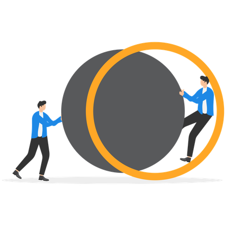 Businessman working on business solution  Illustration