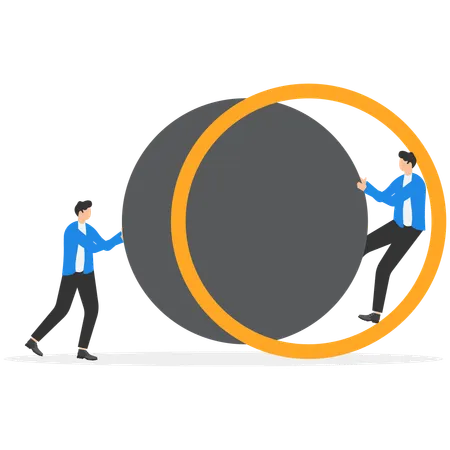 Businessman working on business solution  Illustration