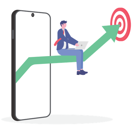 Businessman working on business target graph  Illustration