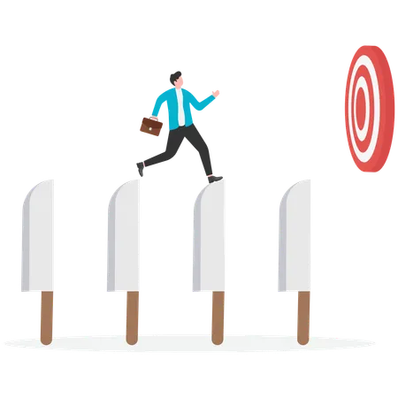 Businessman working on business target  Illustration