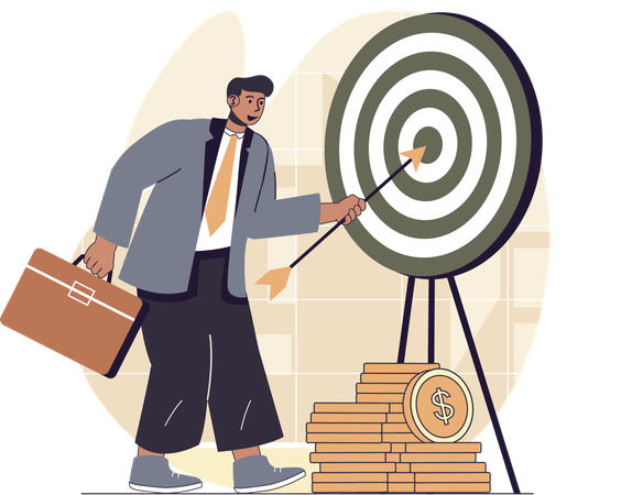 Businessman working on business target  Illustration