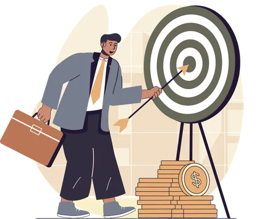 Businessman working on business target  Illustration