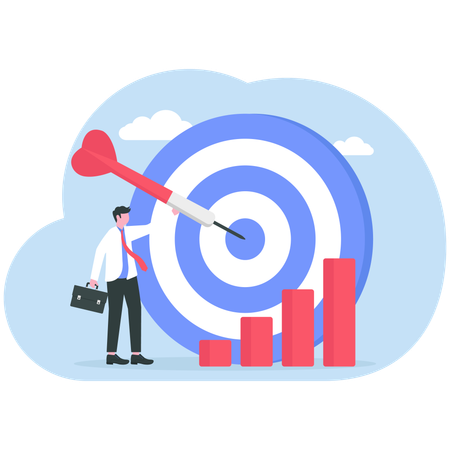 Businessman working on business target  Illustration