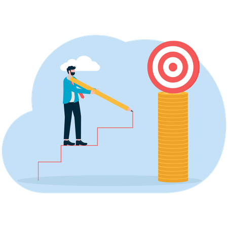 Businessman working on business target  Illustration