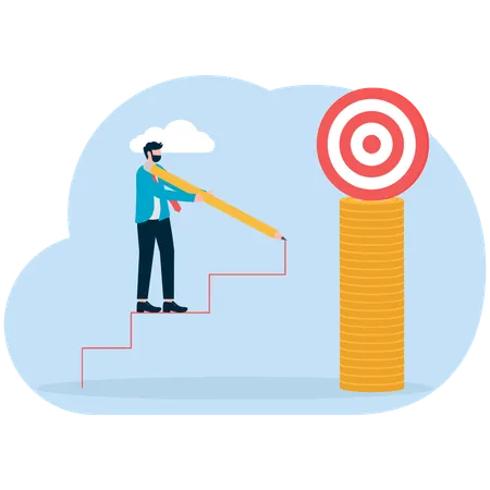 Businessman working on business target  Illustration