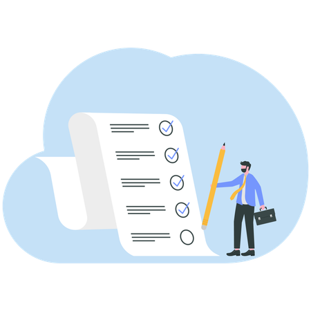 Businessman working on business task list  Illustration