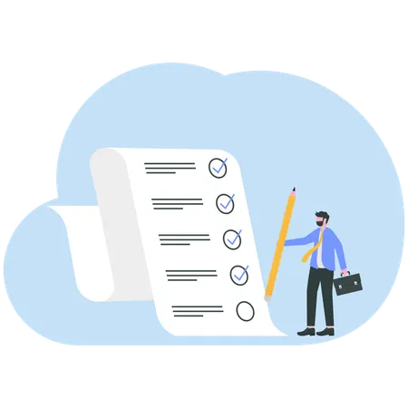 Businessman working on business task list  Illustration