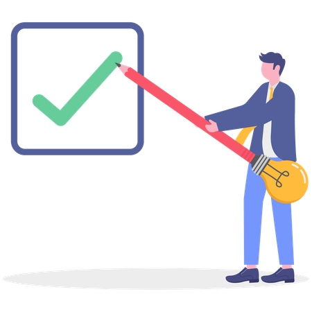 Businessman working on business task list  Illustration