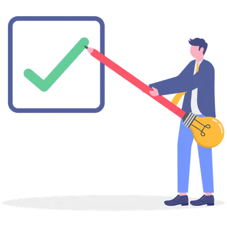 Businessman working on business task list  Illustration